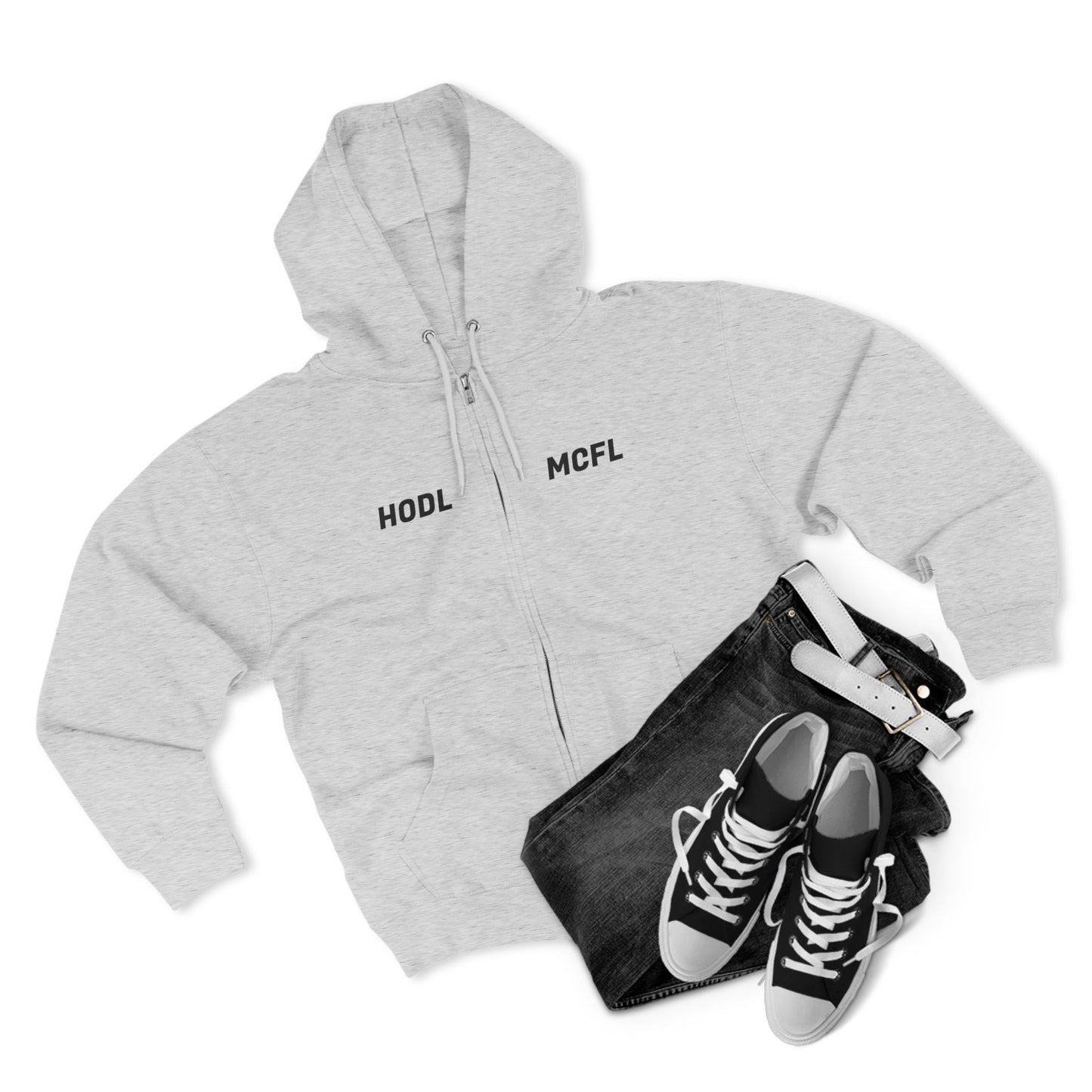 HODL MCFL Unisex Zip Hoodie | Cozy Cryptocurrency Sweater, Gift for Traders, Cool Casual Wear, Perfect for Crypto Enthusiasts